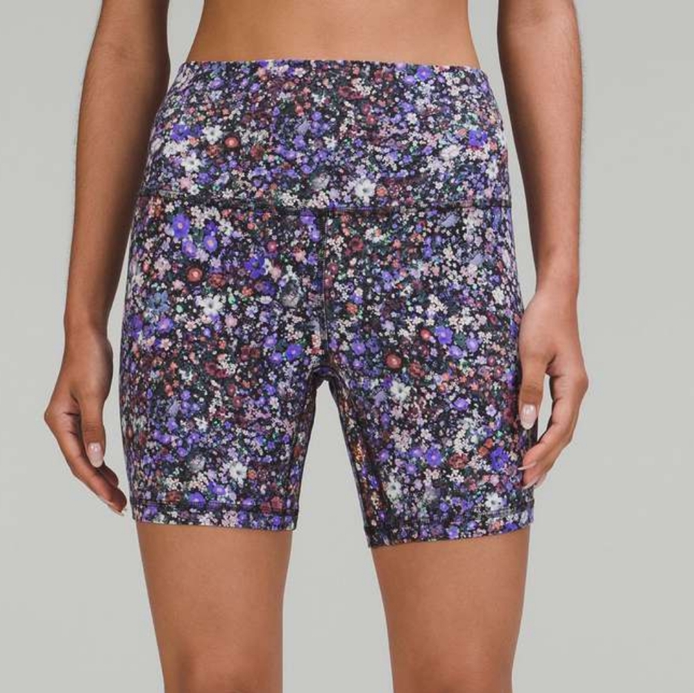 lululemon athletica Black Floral Print High-Rise Athletic Shorts